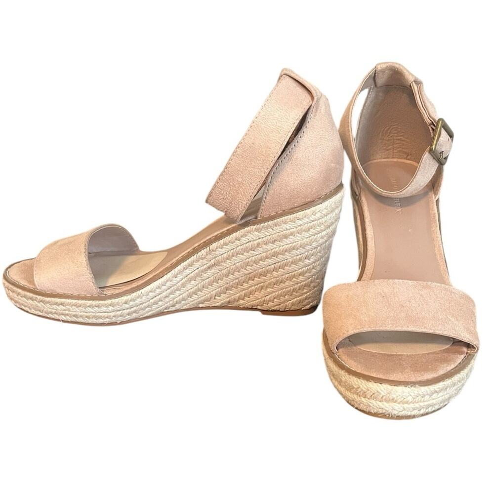 BANANA REPUBLIC Blush Tan Suede WedgeEspadrilles Ankle‎ Strap Women's Size 9
